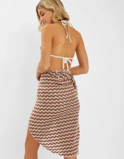Accessorize Zigzag Knit Sarong Natural