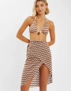 Accessorize Zigzag Knit Sarong Natural