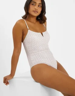 Accessorize Zig-Zag V-Front Swimsuit Gold